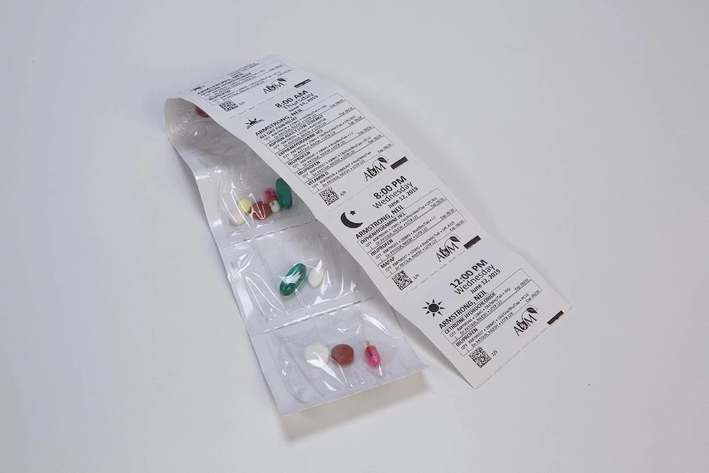 medications wrapped in individual packaging for daily use